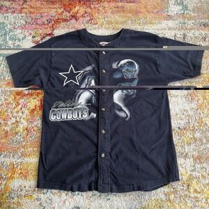 Vintage 1998 Dallas Cowboys Baseball Jersey Shirt XL NFL Active Button Up